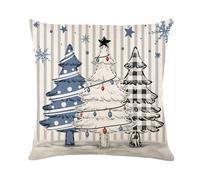 xpkvdsq Taie Oreiller 60X60 Arbre Noël Flocon De Neige Bleu Taies d'oreiller en Microfibre De Lin,Doux Et Respirant,Résistant Et Hypoallergénique pour Canapé Chambre Bureau Voiture Décor