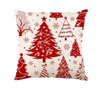 xpkvdsq Taie Oreiller 60X60 Arbre Noël Flocon De Neige Rouge Taies d'oreiller en Microfibre De Lin,Doux Et Respirant,Résistant Et Hypoallergénique pour Canapé Chambre Bureau Voiture Décor