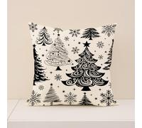 xpkvdsq Taie Oreiller 60x60cm Arbre Noël Flocon Neige Housse de Coussin en Microfibre de Lin Rectangulaire, Douceur Respirante,ne se déforme Pas Facilement, pour lit,Chaise Salon Voiture