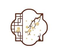 XPLKQXE Décoration Murale 3D À Coller avec Grille De Fenêtre Classique Chinoise, Autocollant Acrylique, Décoration Murale pour La Maison Et Le Commerce(Brown-A,80x80cm)