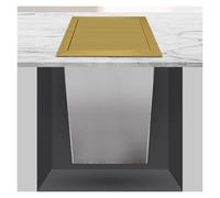 XPLKQXE Poubelle Carrée Encastrable en Acier Inoxydable, Poubelles De Comptoir avec Couvercle pour Meubles De Cuisine, Gouttière À Encastrer, Restaurant, Bureau(Gold-A,160mm)
