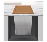 XPLKQXE Poubelle Carrée Encastrable en Acier Inoxydable, Poubelles De Comptoir avec Couvercle pour Meubles De Cuisine, Gouttière À Encastrer, Restaurant, Bureau(Gold-B,160mm)