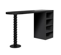 XPLKQXE Table Haute Type Bar, Table Bar Industrielle avec Piètement en Métal, Meuble Rangement Rétro Faisant Office Cloison Autoportante(Zwart,160x40x105cm)
