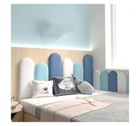 XPLKQXE Tête De Lit Autocollante De 3 Cm D'épaisseur, Rembourrage Mural Ant-i-Collision 3D, Autocollants Muraux Protection Décoratifs Rembourrés, Chambre/Salon(White+Blue-A+Blue-B,180x50cm)