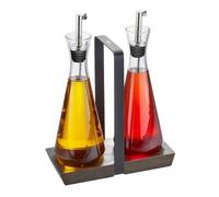 Xplosion Lot de 2 bouteilles d'huile et de vinaigre en verre avec support