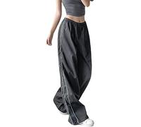 XPONNI Pantalon de Parachute Baggy Y2K pour Femme, Gris foncé., Taille M