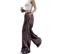 XPONNI Pantalon Parachute Ample Y2K pour Femme, Marron, Taille M