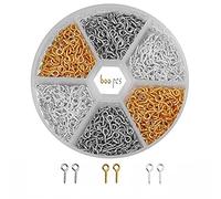 XPOOP 600 Pièces Mini Crochets à Oeil, Vis a Oeil Screw Eye Bails,Oeillets à Visser Crochets,piton à visser inox pour Bricolage Artisanat Fabrication de Bijoux (3 Couleurs)