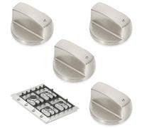 XPOOP Lot de 4 Boutons de Commande Universels en Métal Brossé pour Cuisinière à Gaz 6 mm Argenté Bouton de Poêle, Convient pour le Gaz, le Four et la Plaque de Cuisson