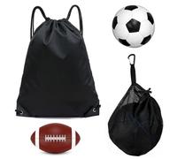XPOOP Sac de Foot et Sac De Cordon 2 Pièces Total, Filet Ballon, Sac à Ballon, Sac à Ballon de Foot, Sac de Sport, Sac a Dos Cordon, Sac à Dos de Rangement, Gym Sack