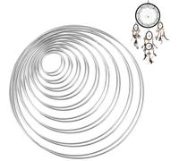 XPOOP18 Pièces Circles Métal, Cercle Attrape Reve Argenté, Anneaux en Métal Artisanaux, Cerceau Metallique Anneaux, Attrape Rêve Circle pour Family DIY Craft Making, Attrape Rêves, Fleurs Art