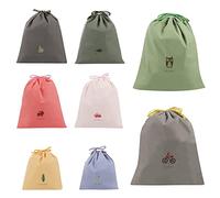 XPOOS 8 Pièces Sac à Cordon Imperméable, Sac Linge Sale Enfant, Pochette Tissu Cordon Rangement, Organiseurs De Bagage Sacs Pour Voyage Camping Piscine 3 Tailles, (MCSM-FSSND-8P)