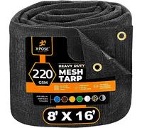 Xpose Safety Bâche en Maille Robuste - Housse de Protection Multifonction Noire de 2,4 x 4,8 m avec Flux d'air - Utilisation pour Attaches, ombrages, clôtures, auvents, camions à Benne basculante