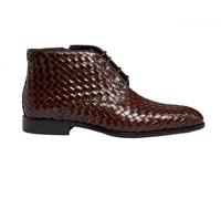 Xposed Bottes Chukka en Cuir de Veau tissé à la Main pour Hommes, Chaussures Classiques à Lacets avec Fermeture éclair latérale [MAG10-910B-COFFEE-41EU, 7UK]