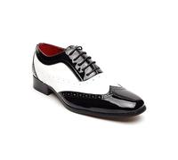 Xposed Chaussures rétro en Simili Cuir Verni pour Hommes des années 1920, Richelieu à Lacets Gatsby Noir et Blanc [Borsalino-Black-White, UK/US 12 EU 46]