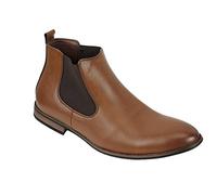 Xposed Nouveaux Hommes Cuir Italia Style Millésime Chelsea Bottes Désinvolte Chaussures Dealer (Café, numeric_44)
