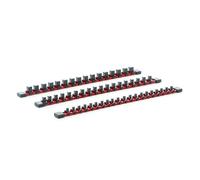 XPOtool 3x Rangement porte douille pour 54 pièces - 440 x 27 x 19 mm - Rack support organisateur de douilles en alu - Organsieur pour 1/2", 1/4" et 3/8" - Atelier, bricolage