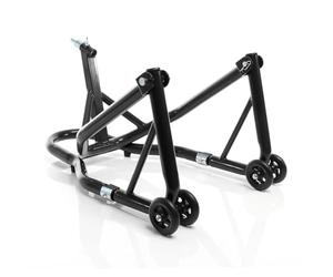 XPOtool Bloque roue de moto pour pneu avant - sous Té de Fourche - Colonne de direction 5 Adaptateurs 13-18 mm - en Acier - Béquille Support repose-moto lève-moto de Montage Atelier Stockage