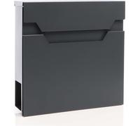 XPOtool Boîte aux lettres murale ou sur pied design & Porte-journaux V61, Verrouillable, Gris anthracite, Acier galvanisé, 370 x 105 x 370 mm, Amortisseur softclose