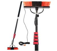 XPOtool Brosse de lavage - 295 x 72 x 6100 mm - avec Manche télescopique de 6 m Kit d’Amenée d’eau et Tuyau de 10 m - pour Fenêtres,