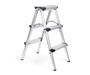 XPOtool Échelle Pliante en Aluminium 150kg Escabeau 2 Fois 3 marches antiglisse 73cm