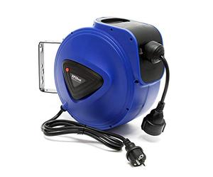 XPOtool Enrouleur électrique 15m Support mural Pivotable 180° Matériel de montage Dévidoir Guide-câble et Frein Support Câble Jardin Terrasse