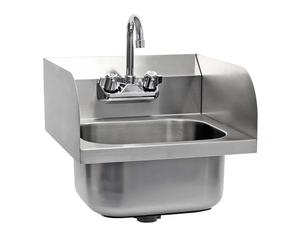 XPOtool Évier en acier fin - 398 x 420 x 457 mm - Avec mitigeur eau froide/chaude - 3 Parois latérales - Lavabo gastronomique - Lavabo Lave-main hygiénique montage mural