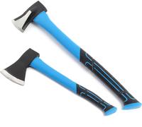 XPOtool Jeu Hache et Hachette à fendre – tête de 1000 g – 450 mm / 600 mm – Manche en Fibre de verre, Lame en Acier au carbone – Fendeur de bois de chauffage, Sylviculture, Jardin, Camping