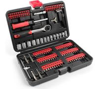 XPOtool Kit de clés à douille et bits 130 pcs avec cliquet réversible 6,3mm (1/4") Set avec 104 bits