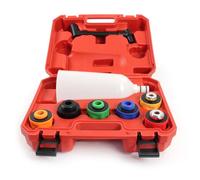 XPOtool Kit de Trémie de remplissage d’huile 8 pièces - avec Entonnoir, Bras rallonge et 6 adaptateurs M32, M35, M37, M42, 2 avec baïonnette - Remplissage moteur automobile