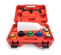 XPOtool Kit de Trémie de remplissage d’huile 8 pièces - avec Entonnoir, Bras rallonge et 6 adaptateurs M32, M35, M37, M42, 2 avec baïonnette - Remplissage moteur automobile