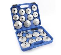 XPOtool Lot 23 pcs. de Coiffes Capuchons pour filtre à huile - 65-101 mm - en Aluminium - avec une clé et un cliquet - dans un Coffret - grande compatibilité