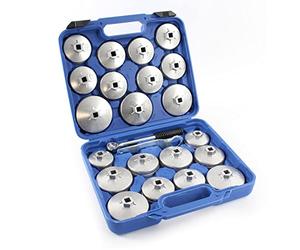 XPOtool Lot 23 pcs. de Coiffes Capuchons pour filtre à huile - 65-101 mm - en Aluminium - avec une t un cliquet - dans un Coffret - grande compatibilité