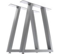 XPOtool Lot 2x Pied de table en Forme de trapèze de design Industriel - 600 x 80 x 720 mm / capacité de charge max 250 kg - couleur Grise - en Acier - Piètement Support Bureau Surface Travail