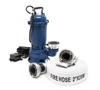 Wiltec Pompe pour Eaux usées Bleue 1500W Pompe submersible 1 bar Débit 22800 l/h avec Tuyau 20m Câble 10m Hauteur de refoulement 10 m Évacuation Drainage Chantier