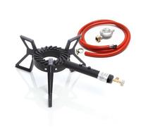 XPOtool Réchaud à gaz outdoor, 540 x 410 x 195 mm, avec tuyau et pressostat 28 mbar IT, cuisinière en acier 450 g/h 10,5 kW, camping loisir excursion randonnée, usage propane/butane