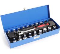 XPOtool Set Clés de vidange 18 pièces Cliquet 3/8" Vis Adaptateur Embout Entretien Huile Automobile
