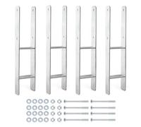 XPOtool Supports de poteaux galvanisés à chaud 4 pièces 91 x 600 mm, ancrage en H en acier au carbone, ancrage de poteau avec trous de perçage M10 x 110, sabot de poteau avec 2 entretoises