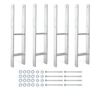 XPOtool Supports de poteaux galvanisés à chaud 4 pièces 91 x 600 mm, ancrage en H en acier au carbone, ancrage de poteau avec trous de perçage M10 x 110, sabot de poteau avec 2 entretoises