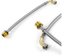 XPOtool Tuyau blindé Flexible 600mm DN8 Raccord coudé 3/8" (14,95mm) Filet mâle 1/2" (20,95mm)