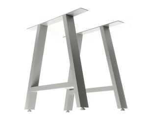 XPOtool Wiltec Lot de 2X Pied de Table avec Profile en A - 700 x 80 x 720 mm - Couleur Grise - en Acier - Piètement Industriel Support Surface Travail Salle à Manger