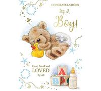 Xpress Yourself Carte de félicitations « On The Birth Of Your Baby Boy » - 19,5 x 13,5 cm