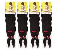 XPRESSION LAGOS Braid Lot de 4 extensions de cheveux pré-tirées 106 cm et 117 cm (couleur 1 noir de jais)
