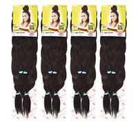 XPRESSION LAGOS Braid Lot de 4 extensions de cheveux pré-tirés - 117 cm - Couleur 2 châtain foncé