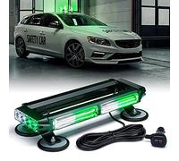 Xprite Barre lumineuse stroboscopique clignotante à LED COB blanche et verte pour toit - Double face d'avertissement de danger - Support magnétique pour véhicules d'urgence, construction, voitures
