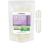 XPRS Nutra Lot de 100 gélules vides de taille 1 - Enduit entérique transparent - Pilules à libération retardée - Remplissage de capsules à faire soi-même - Capsules de gel entérique bovin pur