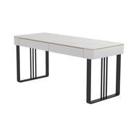 XPSHP25112 Bureau d'étude pour Enfants Bureau d'ordinateur Moderne avec 2 tiroirs, Coiffeuse Blanche Plateau en Pierre et Cadre métal for la Maison, Le Bureau Chambre à Coucher(Noir,L)