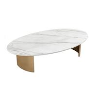XPSHP25112 Table de Bout en Verre trempé Salon, Usage Domestique, Table Basse en Dalle de Roche, Petite unité, Moderne, Simple, elliptique, Nordique(Blanc,Moyen)