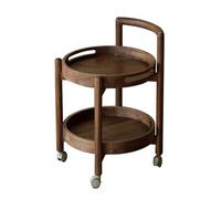 XPSHP25112 Table de Bout en Verre trempé Table d'appoint de canapé en Bois à roulettes, Petite Table Ronde Mobile, Chariot rétro Minimaliste, étagère Rangement(Grand)