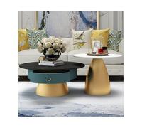 XPSHP25112 Table de Bout en Verre trempé Tables Basses Gigognes Ensemble de 2, Table Basse Ronde for Salon, d'appoint for Petits Espaces(Gold)